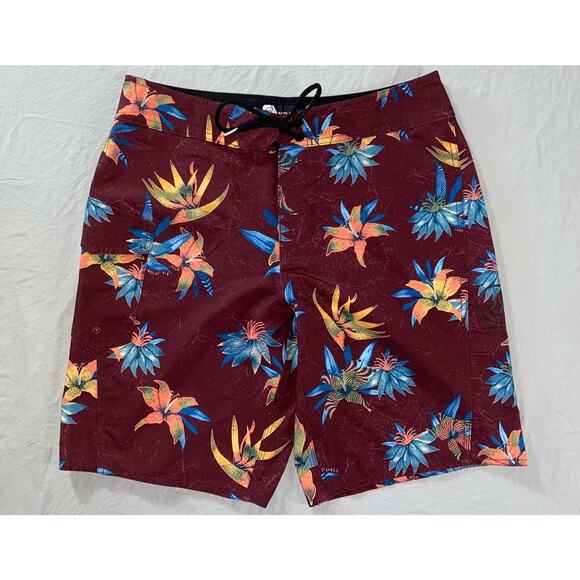 Volcom Lightweight Quick Dry Board Cargo Shorts. Burgundy Floral, Men's 30. EUC! - Picture 1 of 5